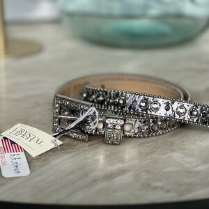 B.B. Simon Silver Swarovski Crystal Belt